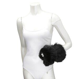 Vintage Black Real Fur Cuffs Pair Retro Mobwife Aesthetic DIY Upcycle Trim Craft